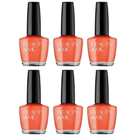 Beauty & Me Tiger Orange Nail Polish Duo 6 Pack 12ml Quick Dry Gloss Finish