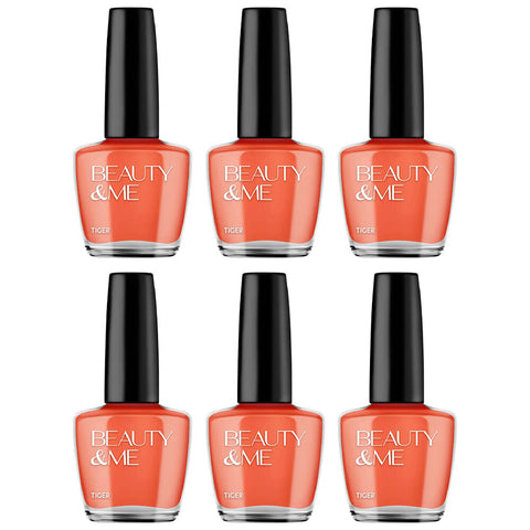 Beauty & Me Tiger Orange Nail Polish Duo 6 Pack 12ml Quick Dry Gloss Finish