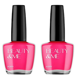 Beauty & Me Poppy Pink Nail Polish Duo 2x 12ml Light to Mid Pink Glossy