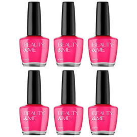 Beauty & Me Poppy Pink Nail Polish Duo 6 Pack 12ml Glossy Quick Dry