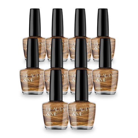 Beauty & Me Bronze Two Tone Metallic Nail Polish 12ml Glossy Finish Pack of 10