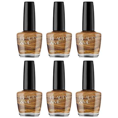 Beauty & Me Bronze Nail Polish Duo 6 Pack 12ml Glossy Metallic Finish