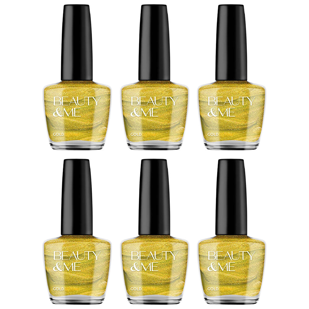 Beauty & Me Gold Nail Polish Duo 6 Pack 12ml Two Tone Gloss Finish