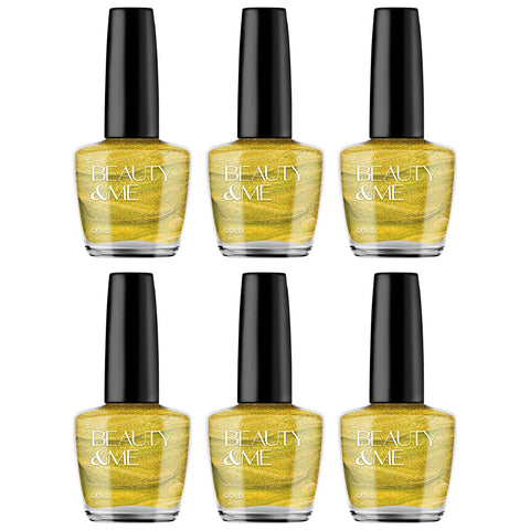 Beauty & Me Gold Nail Polish Duo 6 Pack 12ml Two Tone Gloss Finish