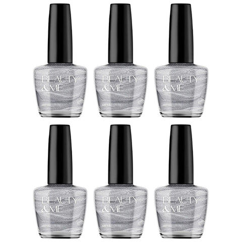 Beauty & Me Silver Two Tone Metallic Nail Polish Duo 6 Pack Long Lasting