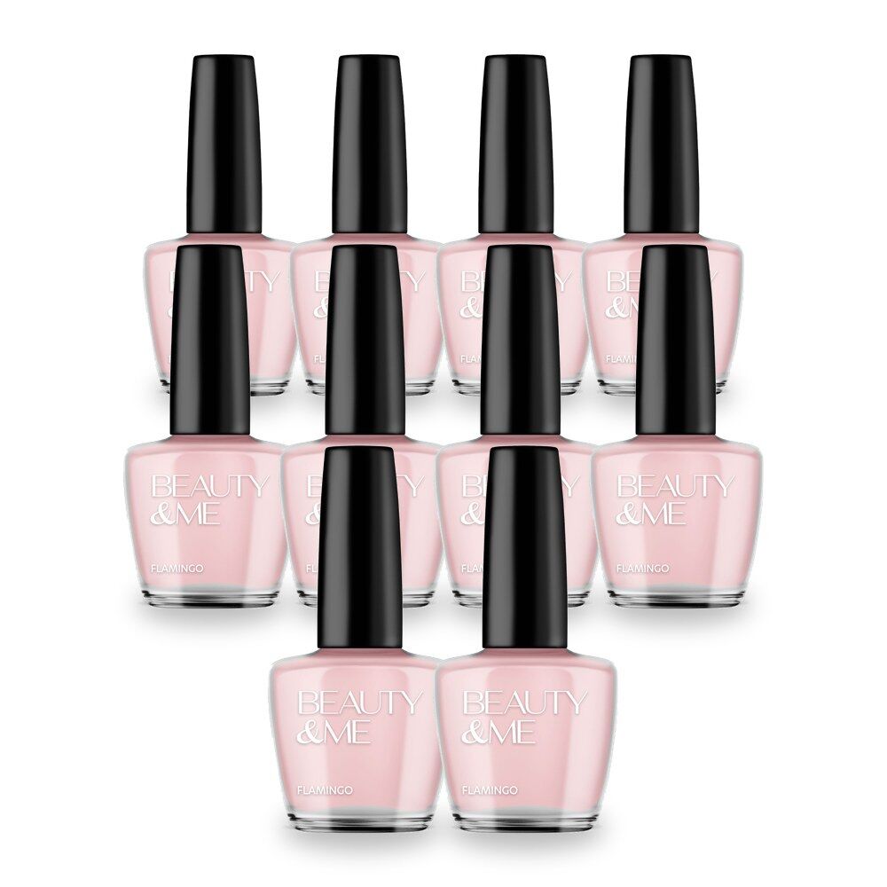 Beauty & Me Flamingo Very Light Pink Nail Polish Quick Dry Gloss 12ml Pack of 10