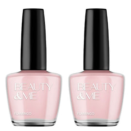 Beauty & Me Flamingo Light Pink Nail Polish Duo Quick Dry Gloss 2x12ml