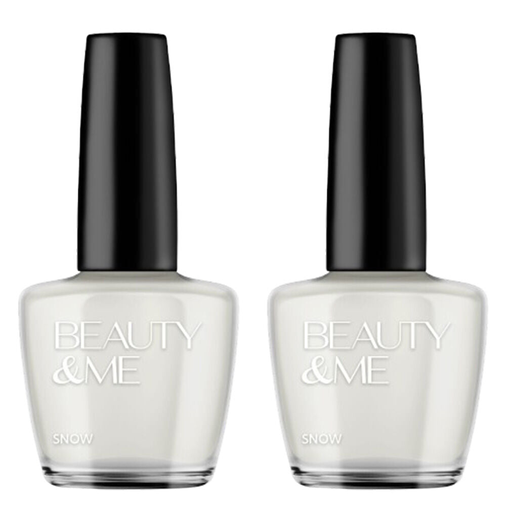 Beauty & Me Snow White Nail Polish Duo 2x12ml Quick Dry Long Lasting Finish