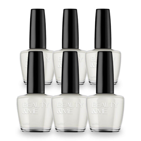 Beauty & Me Snow White Nail Polish 12ml Quick Dry Gloss Long Lasting Finish Pack of 6