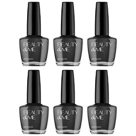 Beauty & Me Midnights Black Nail Polish Duo 6 Pack Quick Dry High Gloss