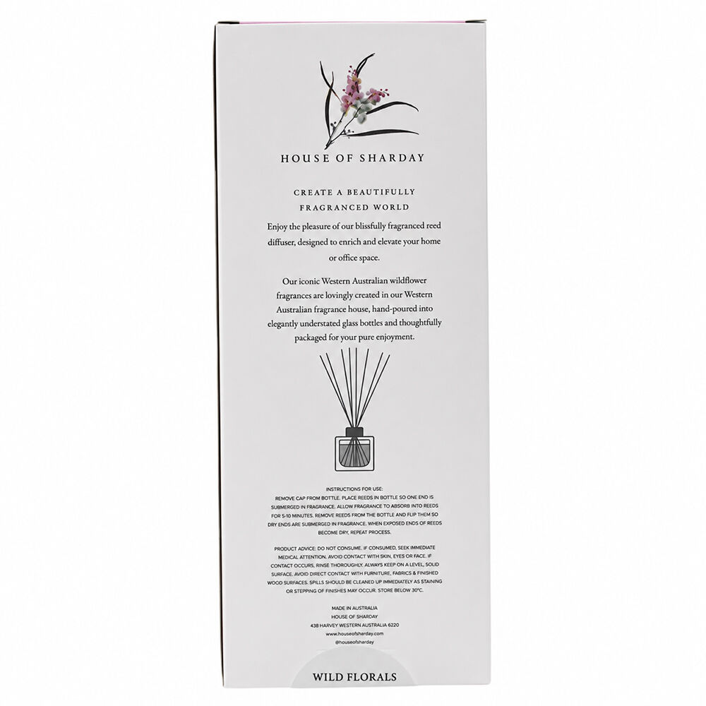 Sharday Wild Florals Room Reed Diffuser 100ml Australian Made Home Fragrance