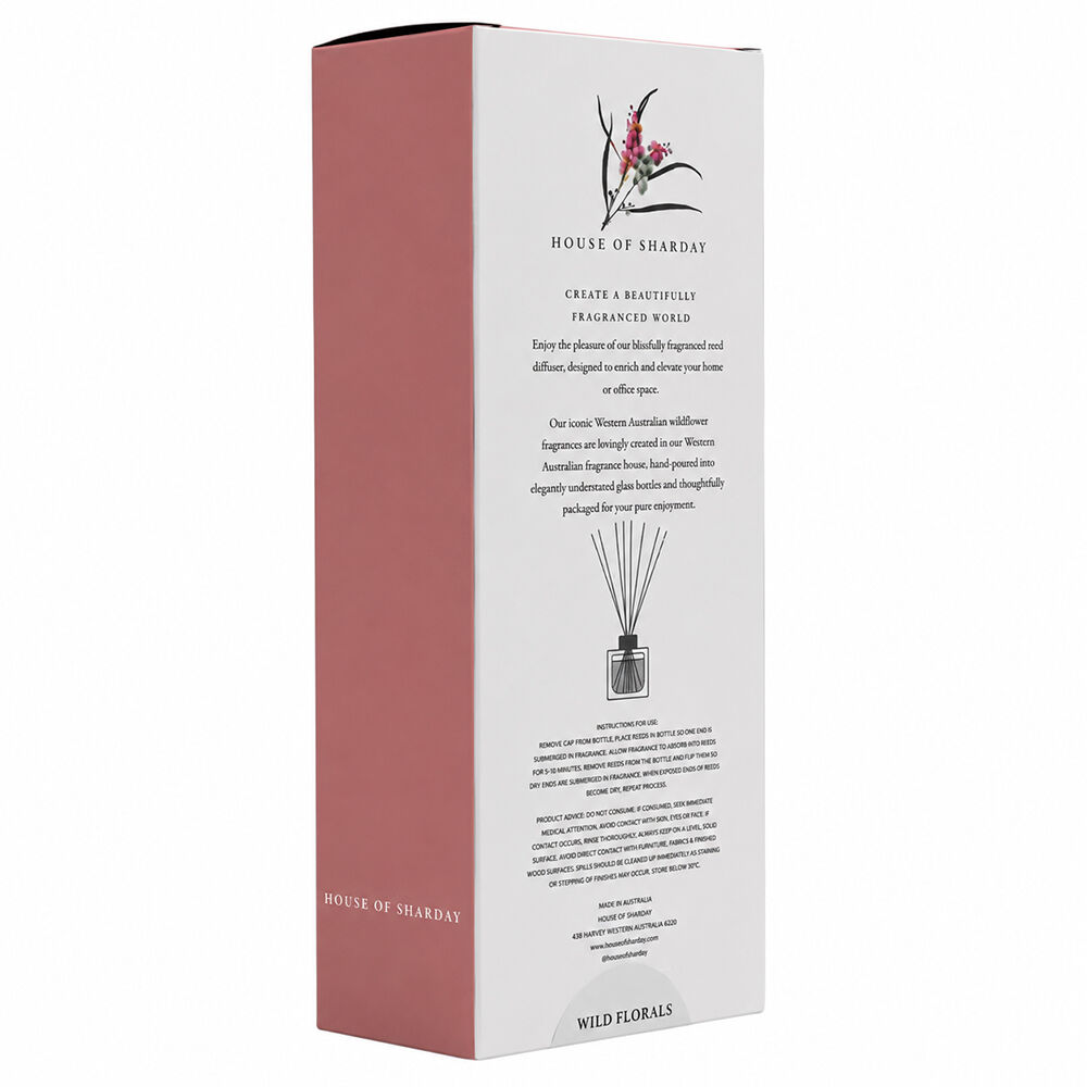 Sharday Wild Florals Room Reed Diffuser 100ml Australian Made Home Fragrance