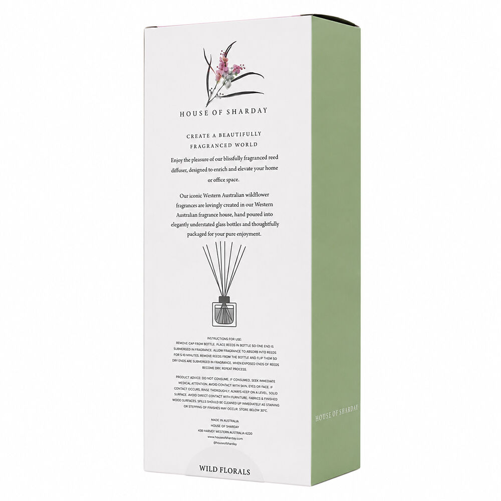 Sharday Wild Florals Room Reed Diffuser 100ml Australian Made Home Fragrance