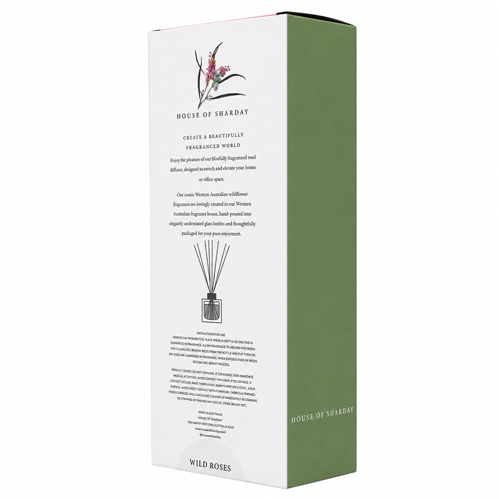 Sharday Wild Roses Room Reed Diffuser 100ml Australian Made Home Fragrance