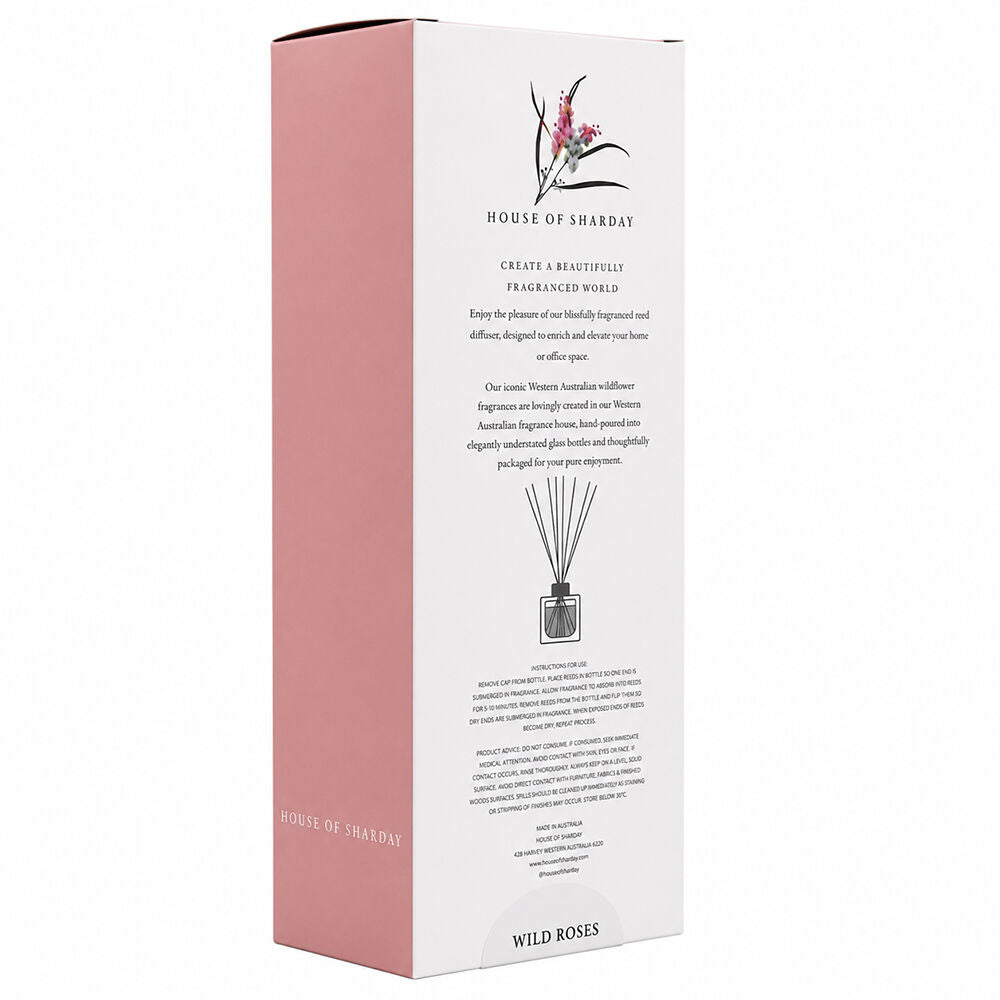 Sharday Wild Roses Room Reed Diffuser 100ml Australian Made Home Fragrance