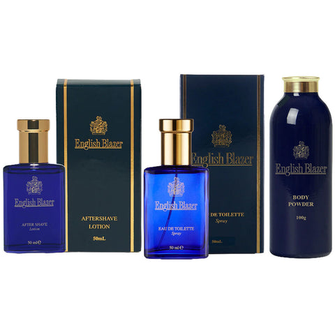 English Blazer Mens Grooming Set After Shave 50ml EDT 50ml & Talc Free Body Powder
