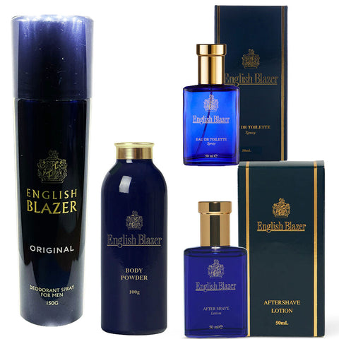 English Blazer Mens Grooming Set After Shave 50ml EDT 50ml Deodorant Powder