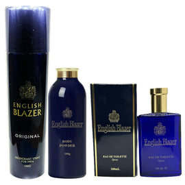 English Blazer Mens Fragrance Set EDT Deodorant Spray & Talc Free Body Powder