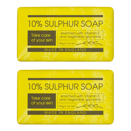 10 Percent Sulphur Antibacterial Soap Bar 190g Vegan Vitamin E x2
