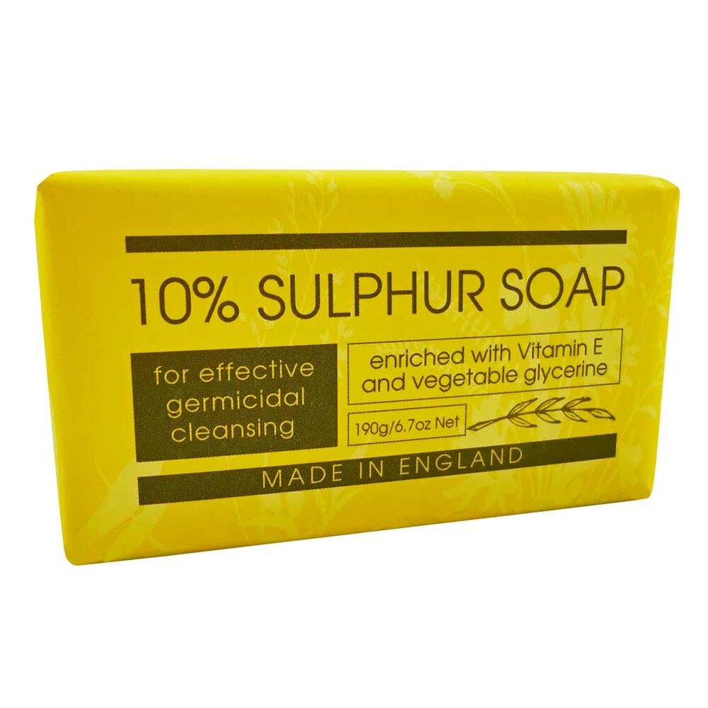 10% Sulphur Soap Bar 190g Natural Antibacterial Vegan Friendly Vitamin E