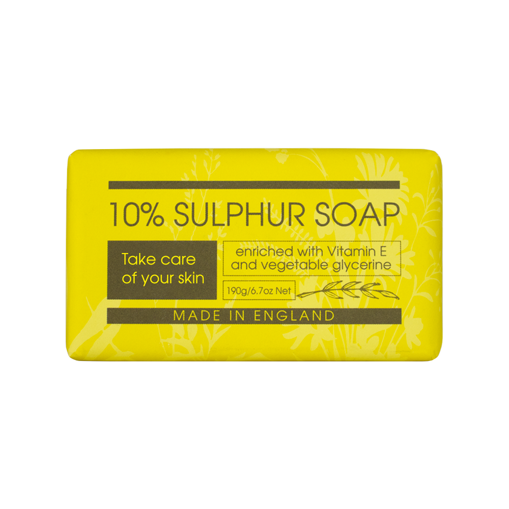 10% Sulphur Soap Bar 190g Natural Antibacterial Vegan Friendly Vitamin E