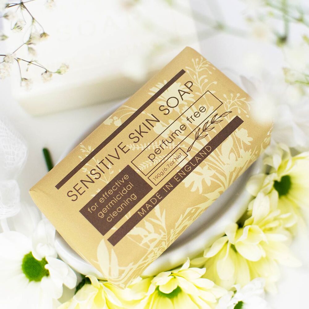 Sensitive Skin Soap Bar 190g with Shea Butter and Glycerine UK Made Vegan Cleanser
