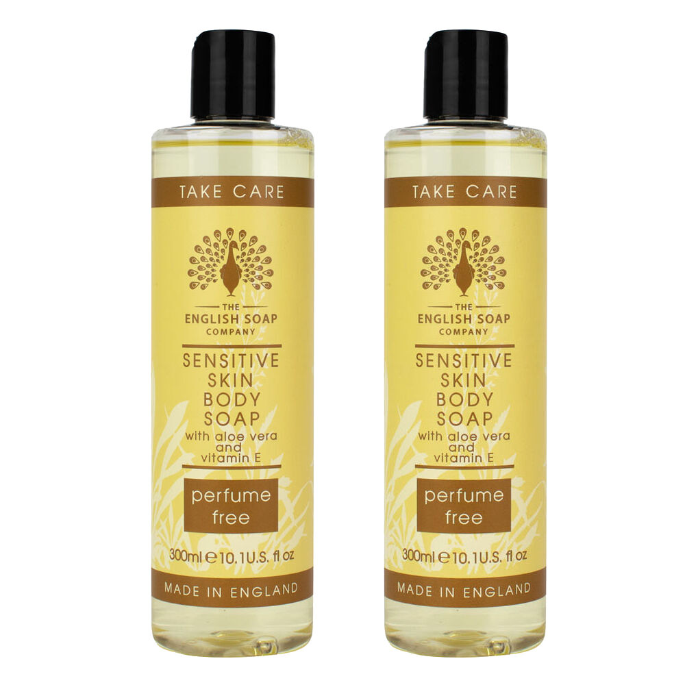 Sensitive Skin Body Wash 2 x 300ml Aloe Vera Vitamin E Fragrance Free UK Made