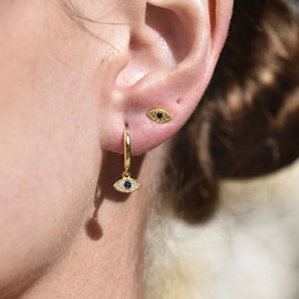 Culturesse Clarity Dainty Evil Eye Stud Earrings (Gold)