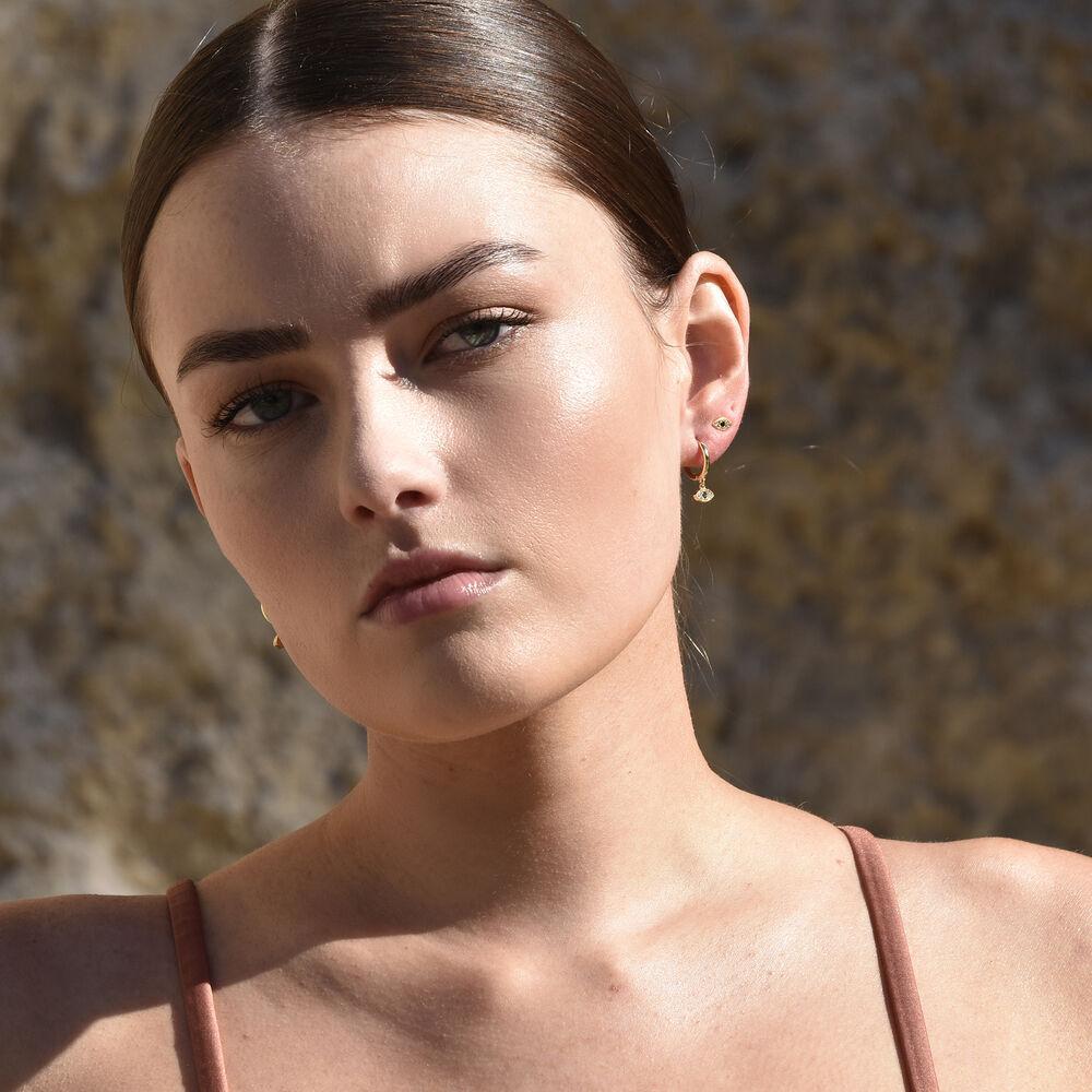 Culturesse Clarity Dainty Evil Eye Stud Earrings (Gold)