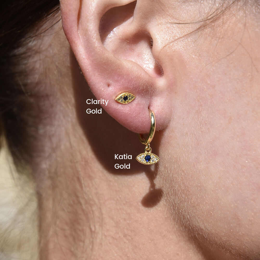 Culturesse Clarity Dainty Evil Eye Stud Earrings (Gold)