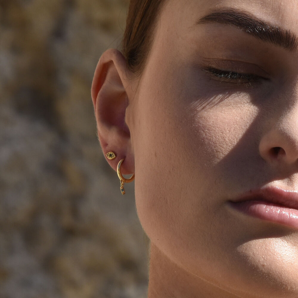 Culturesse Clarity Dainty Evil Eye Stud Earrings (Gold)