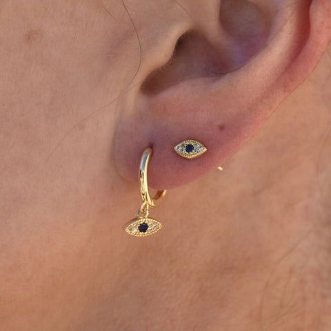 Culturesse Clarity Dainty Evil Eye Stud Earrings (Gold)