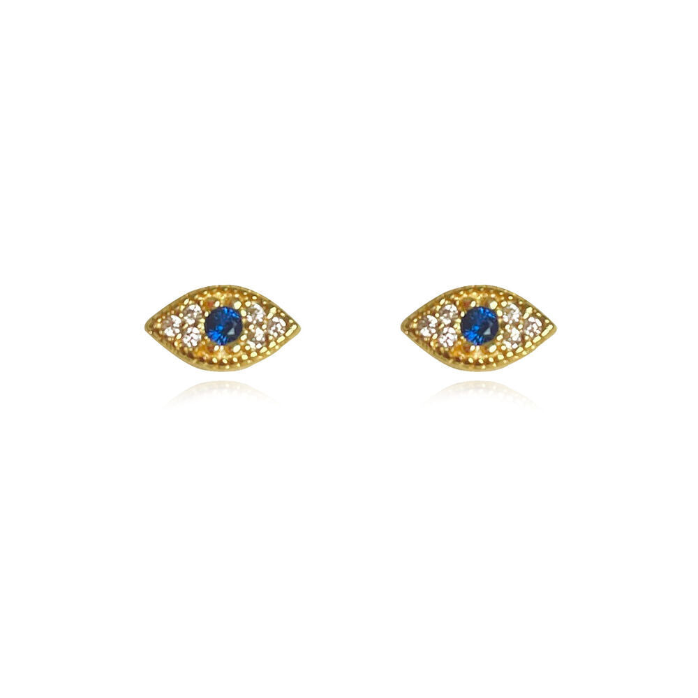 Culturesse Clarity Dainty Evil Eye Stud Earrings (Gold)