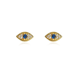 Culturesse Clarity Dainty Evil Eye Stud Earrings (Gold)