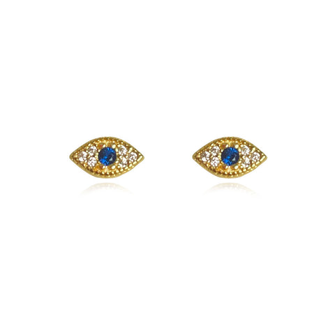 Culturesse Clarity Dainty Evil Eye Stud Earrings (Gold)