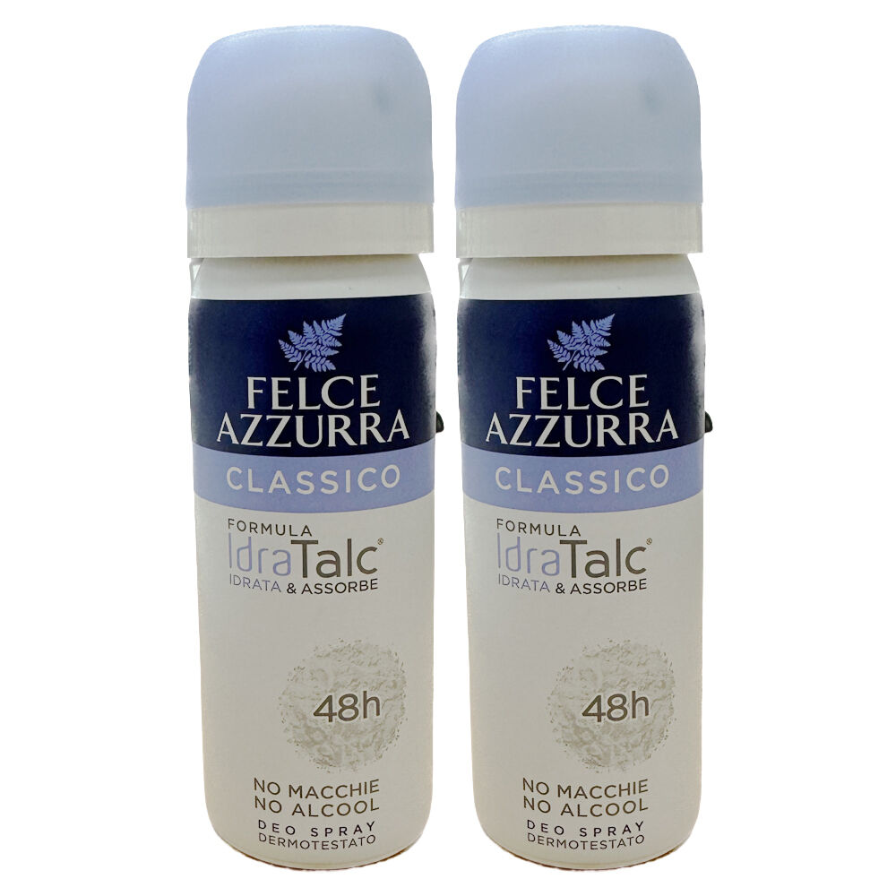 Felce Azzurra Classico Deodorant Spray 50ml Pack of 2 Travel Size No Alcohol