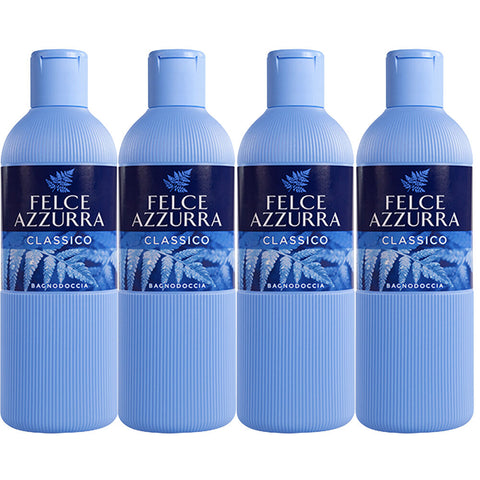 Felce Azzurra Classico Body Wash 650ml Pack of 4 Rich Hydrating Shower Gel