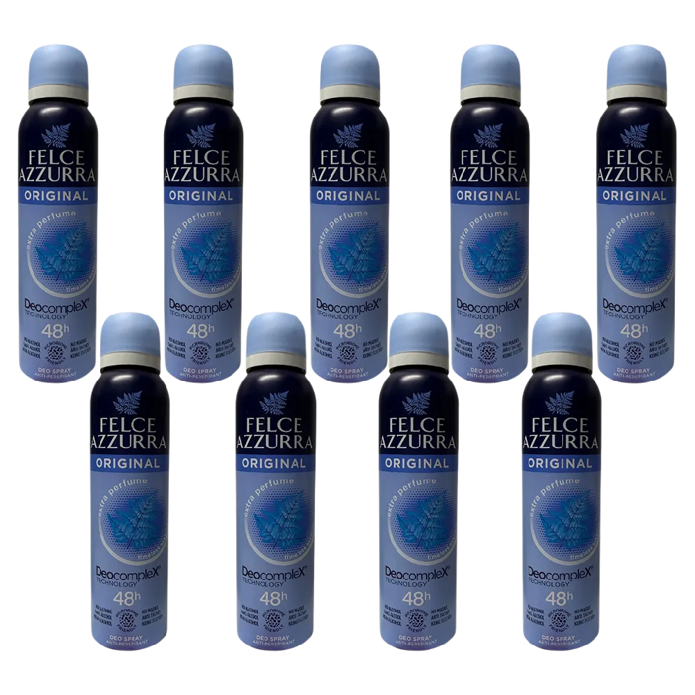Felce Azzurra Original Classico Deodorant Spray 150ml No Alcohol Pack of 9