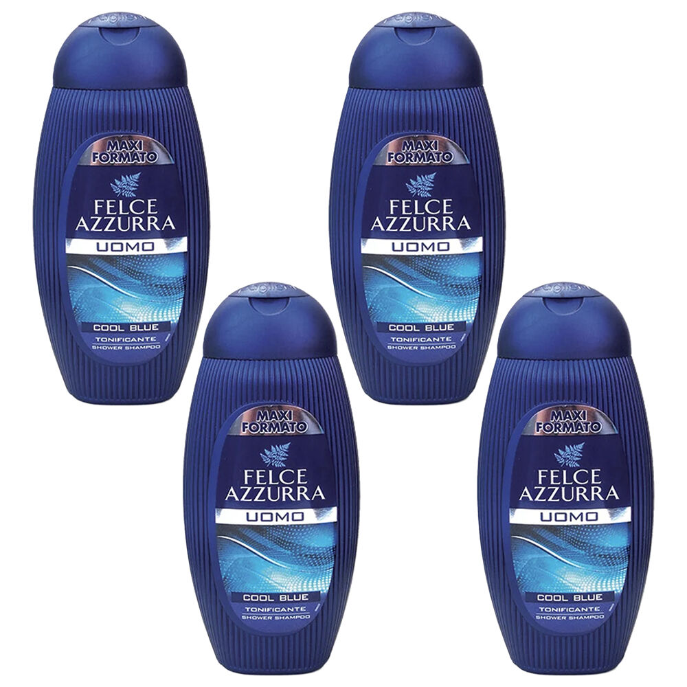 Felce Azzurra Uomo Cool Blue Hair and Body Shampoo 400ml Pack of 4