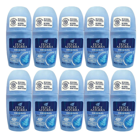 Felce Azzurra Classico No Alcohol Roll On Deodorant 50ml Pack of 10