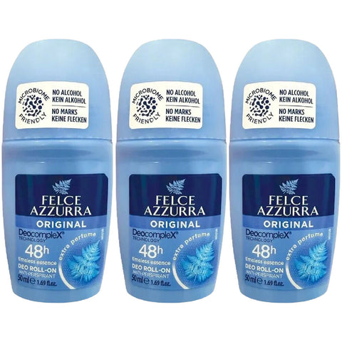Felce Azzurra Classico Roll On Deodorant 50ml No Alcohol Pack of 3