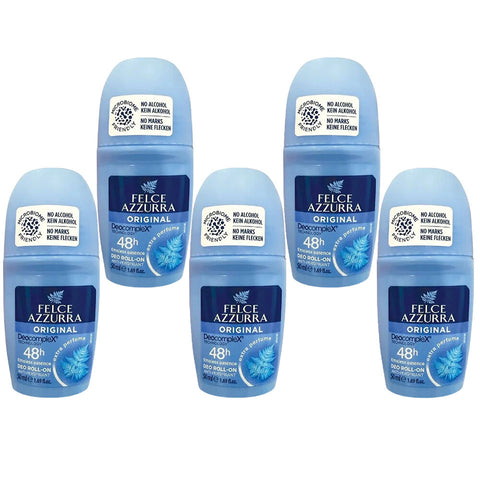 Felce Azzurra Classico No Alcohol Roll On Deodorant 50ml Pack of 5