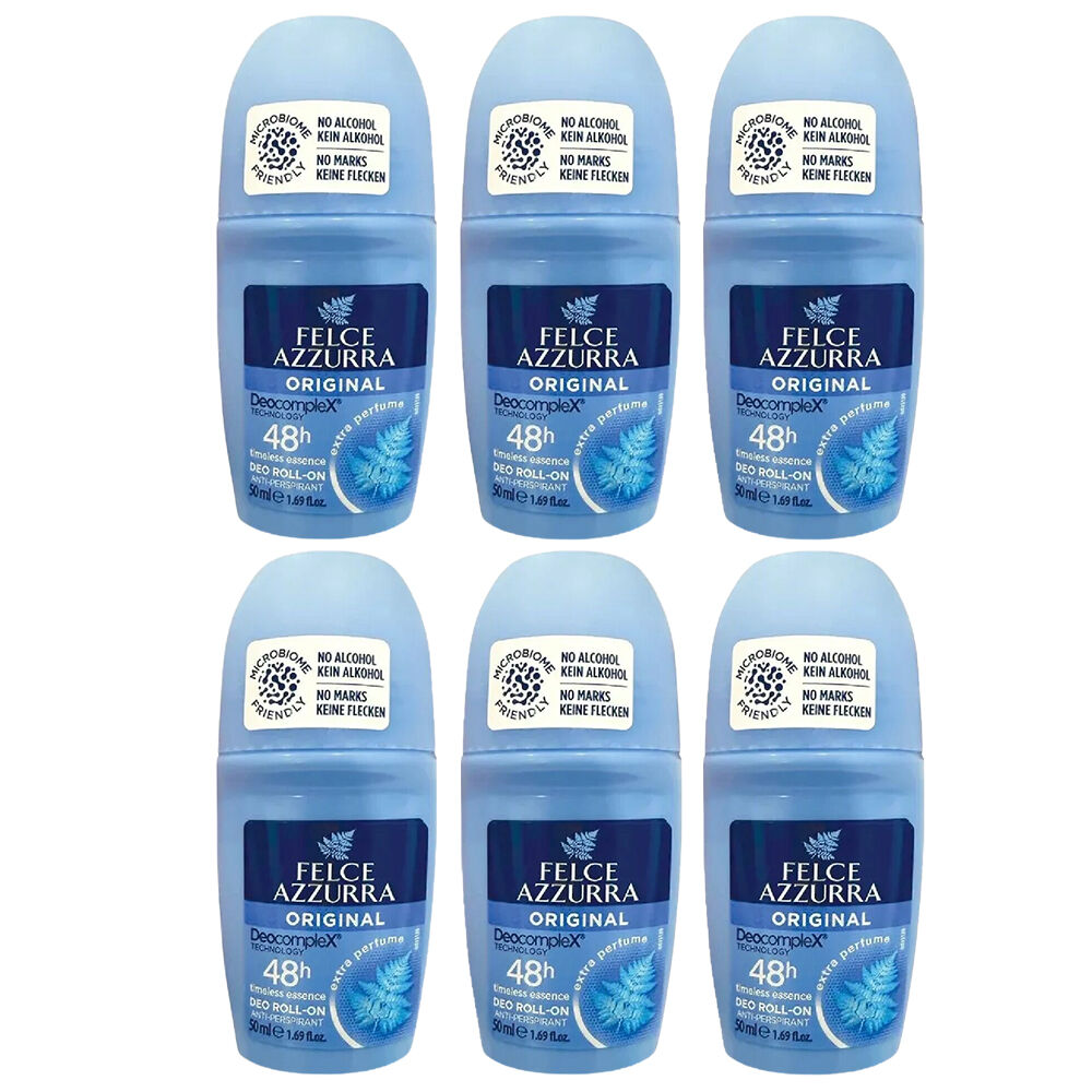 Felce Azzurra Classico Roll On Deodorant 50ml No Alcohol 6 Pack