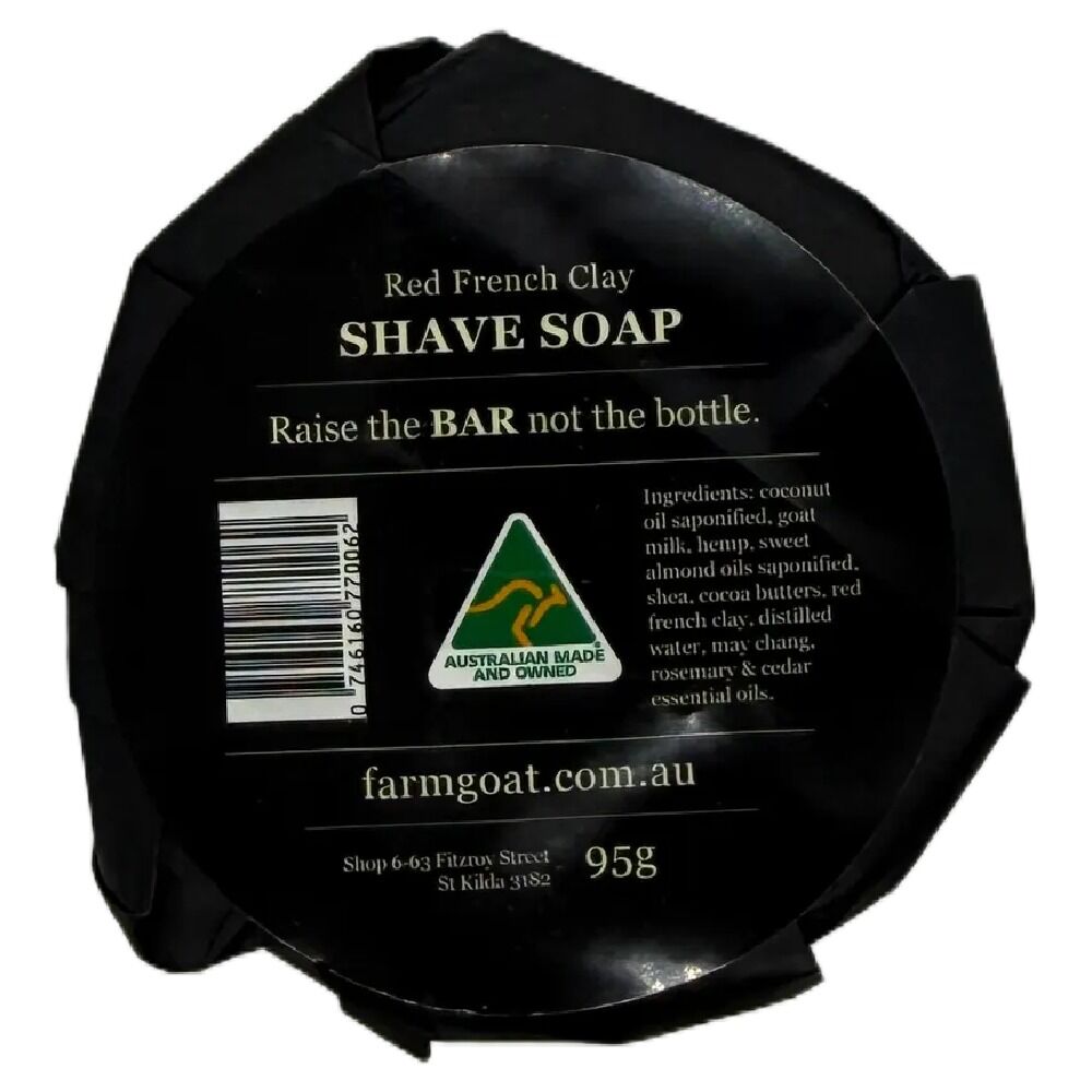 Farm Goat Red French Clay Shave Soap Goat Milk Shave Bar 95g