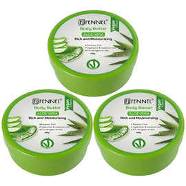 Fennel Aloe Vera Body Butter 200g Vegan Moisturising Skin Cream Bundle Of 3
