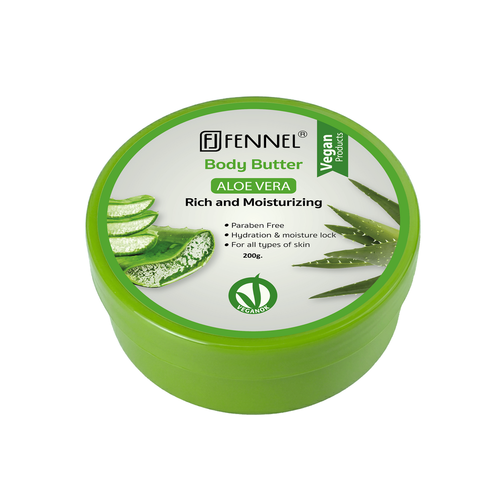 Fennel Aloe Vera Body Butter 200g Vegan Moisturising Skin Cream Bundle Of 6