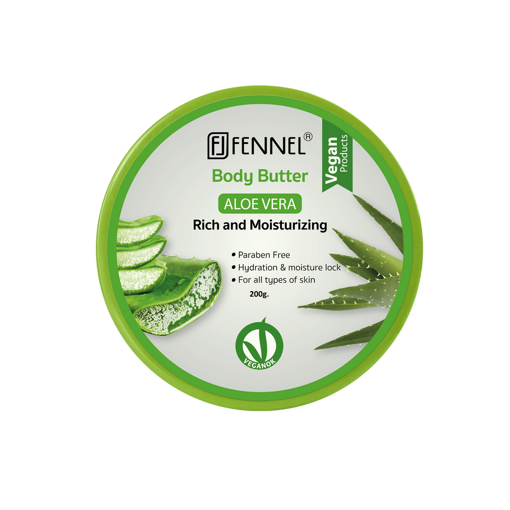 Fennel Aloe Vera Body Butter 200g Vegan Moisturising Skin Cream Bundle Of 6