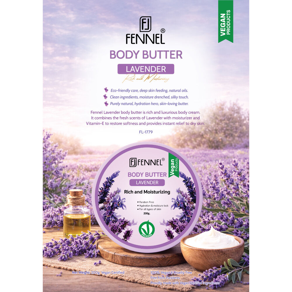 Fennel Lavender Body Butter 200g Vegan Moisturising Skin Cream Bundle Of 6