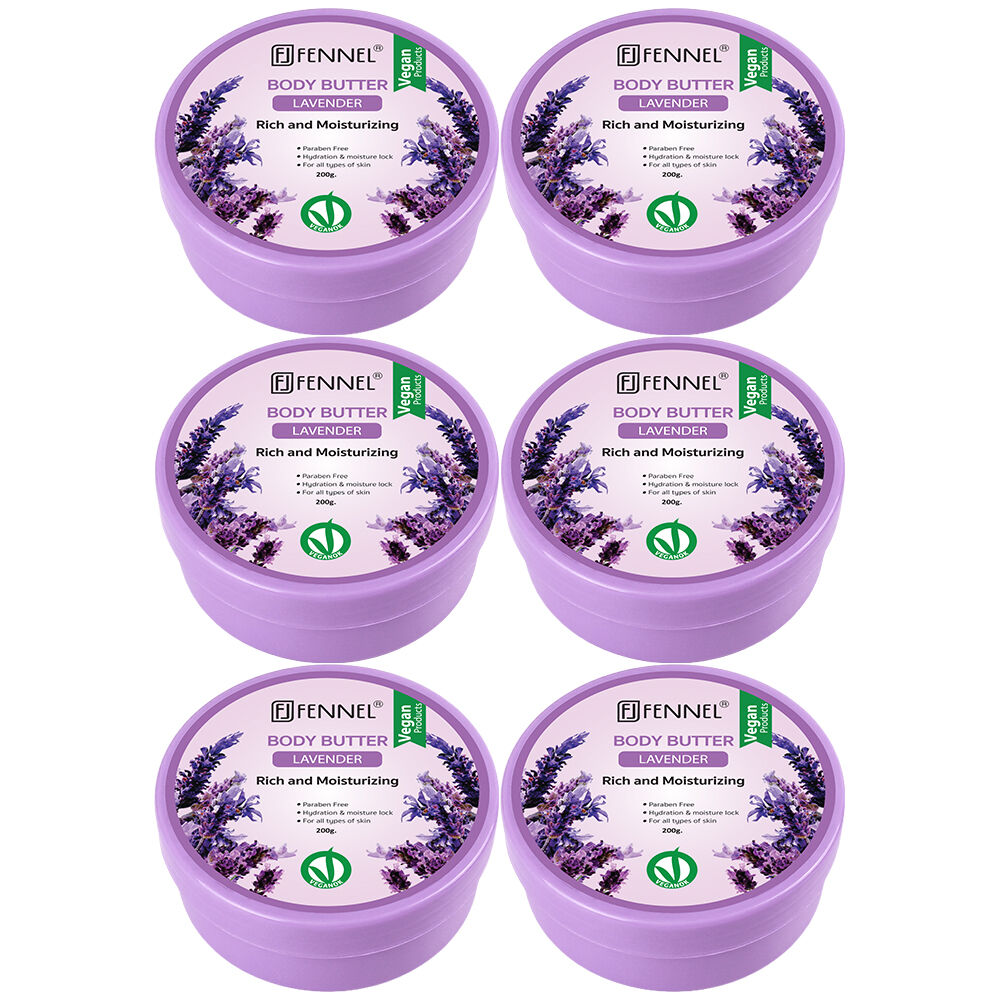 Fennel Lavender Body Butter 200g Vegan Moisturising Skin Cream Bundle Of 6