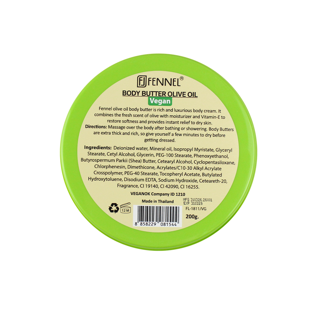 Fennel Olive Oil Body Butter 200g Vegan Moisturising Skin Cream Bundle Of 6